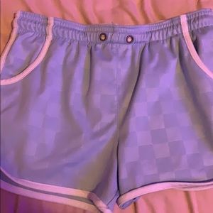 Umbro Athletic light blue checkered board shorts